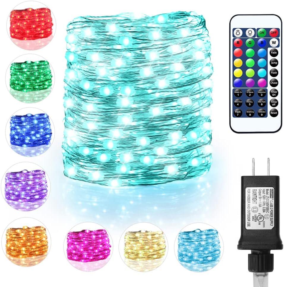OMIKA Fairy Lights Plug in, 16 Color Changing, 40ft 120 LED Twinkle Lights with Remote Timer, 132 Modes Firefly Decorative Lighting for Bedroom Wedding Christmas Tree Halloween Dcor