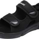 Diabetic Sandals for Men Wide Toe Swollen Feet Adjustable for Foot Pain ReliefOpen Toe Casual Athletic Sandals for Outdoor Beach Travel Summer (Mx-160-black)