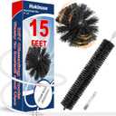 HOKLNUSE Dryer Vent Cleaner Kit Ducts Cleaning Kit for Dryer Air Duct HVAC Vent Fireplace Chimney Pellet Stove Gutter Downspout Dryer Vent Lint Removers with 1.5"&4" Brush Heads (15Feet)