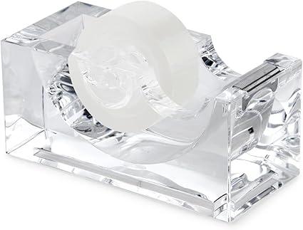 Huang Acrylic Clear Block Tape Dispenser, modern design, crystal clear construction, perfect for home or office