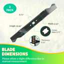 742-0739 19" Mulching Mower Blade, Compatible with MTD Cub Cad et T ro yBilt Walk Behind 19 Inch Deck Mower CC550SP ES CC500 CC189, Replace 942-0739, 2 Pack