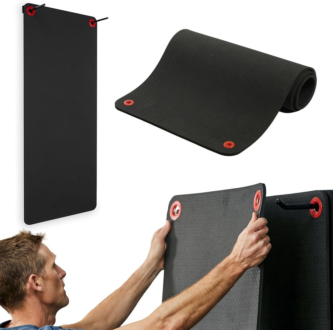 SPRI Hanging Exercise Mat, Fitness & Yoga Mat for Group Fitness Classes, Commercial Grade Quality with Reinforced Holes (56" L x 23" W x 5/8" (Black))