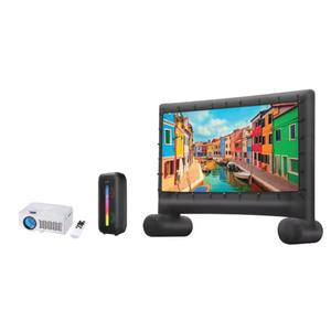 iLive Pop-Up Home Movie Theater Kit with Inflatable Screen, Projector and Party Speaker