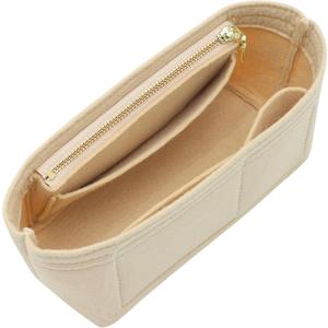 Doxo Purse Organizer Insert for Longchamp Mini/XS Handbags and Lv Neverfull BB (XS/BB,Beige) (Beige-NO Base Pad)