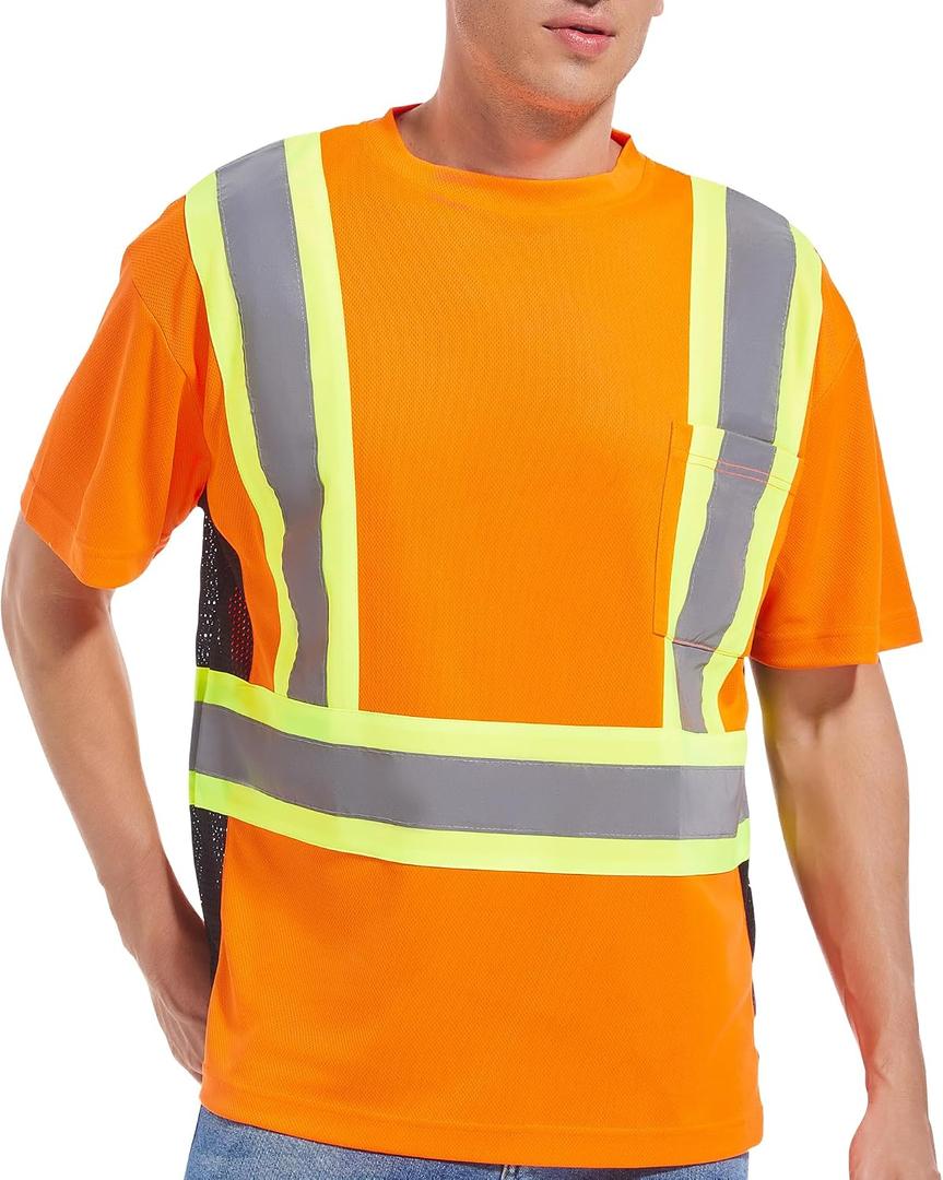 ArcRidge Reflective Safety Shirt for Men and Women - Class 2 High Visibility Construction Shirt - Dual Tone Reflective Strips (XXXL)
