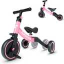 Besrey 5 in 1 Toddler Bike for 1 Year to 4 Years Old Kids, Toddler Tricycle Kids Trikes Tricycle, Toys for Boy & Girl, Balance Training, Removable Pedals (Pink)