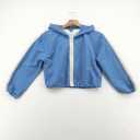 Prince Pickle Ball Cropped Hoodie Jacket Womens Medium Blue Zip Up Crew Neck Casual