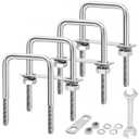 M10 Square U-Bolts 4 Sets 304 Stainless Steel Axle U Bolts Fits 3 Inch Wide Trailer Leaf Springs Include Wrench (M10x3-1/16 Wx 4-1/2"L)