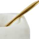 Creative Co-Op Square Marble Bowl with Brass Spoon, White