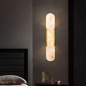 19.7" Mid Century Natural Alabaster Wall Sconces Wall Lighting Bathroom Vanity Light Fixtures Marble Wall Light White Stone Glass Modern Wall Mount Lamp for Bedroom Living Room Hallway (Gold-19.7")