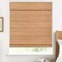 UNISHADES Blackout Cordless Bamboo Roman Shades 28 3/4×64 in Papara Carbon