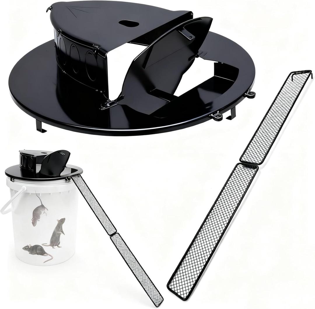 Lid Mouse Trap Metal 5 Gallon  lid, Strong Material That Will Not Deform or be Bitten, Humane or Lethal Rat Traps, Auto Reset, Repeat Catch for Indoor Outdoor