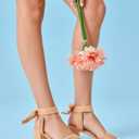 Coutgo Womens Open Toe Ankle Tie Back Low Block Chunky Heels Sandals Party Dress Pumps Shoes, Size 8.5