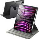 JETech Rotating Case for iPad Pro 12.9-Inch (2022/2021/2020/2018) with Pencil Holder, 360 Degree Rotation Protective Stand Cover Clear Back, Auto Wake/Sleep (Space Gray)