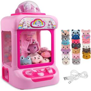 TingingYuli Claw Machine for Kids,Unicorn Mini Vending Machines Candy Grabber Prize Dispenser Toys for Girls,Electronic Arcade Game with 20 Mini Plush Toys for Christmas Easter Birthday Gifts