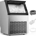 Commercial Ice Machine, 80 lbs/24H, 36 Cubes in 15 Mins, 28lbs Storage Capacity, Under Counter Ice Maker with 24 Hours Timer & LCD Panel, Freestanding Ice Machine for Bar, Cafe, Small Business