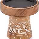 NIRMAN Mango Wood Candle Holders, Wood Candlesticks for Home Wedding Table Decor Centerpiece (4" x 4" x 4")