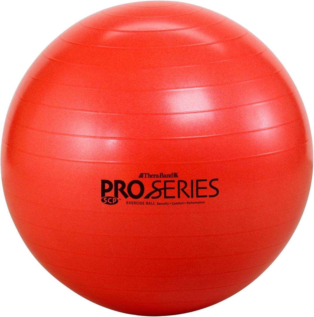 THERABAND Pro Series Exercise Ball, 22" Red Stability Ball for 5'1"–5'6" Users, Anti-Burst Yoga & Pilates Ball, Balance & Core Trainer, For Athletes Fitness at Gym & Home