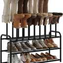 Kitsanery Shoe Rack  3Tier Metal Boot Rack Organizer for Entryway, Closet & Garage, Free Standing Shoe Shelf for Storage Tall Boots, Sneakers, Cowboy Boots, Black (Large  8 Pairs)
