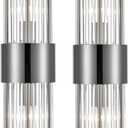 2-Light Modern Wall Sconce Titanium Black Metal with Clear Class Crystal Vanity Wall Sconce Lighting for Bedroom Living Room Bathroom Light Fixtures Set of 2