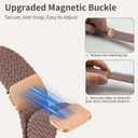 6 x Braided Stretchy Bands with Magnetic Clasp for Apple Watch Band 40mm 38mm 41mm 42mm 44mm 45mm 46mm 49mm, Bling Crown Designer Soft Nylon Sport Solo Loop for iWatch Series 10 9 8 7 6 5 4 3 Ultra 2 1 SE (Pink sand)