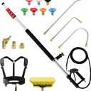 24 FT Telescoping Pressure Washer Wand with Pressure Washer Extension Wand,Brush Head,Gutter Cleaner Attachment and Support Belt,Pressure Washer Extension Pole for Wall Roof Gutter