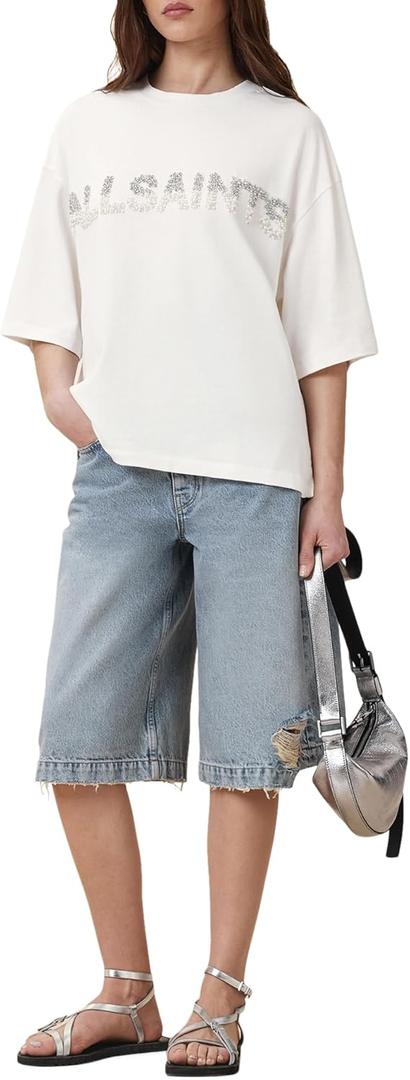 AllSaints Women's Amelie Pearl Tee, Size Small (Optic White)