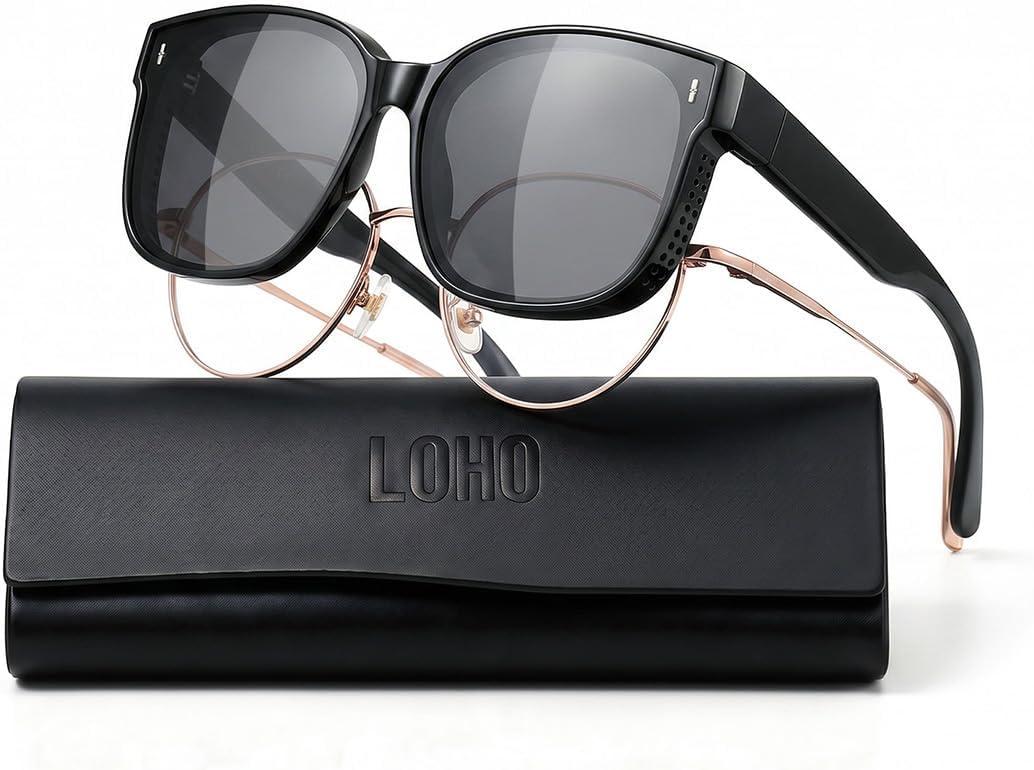 LOHO Sunglasses That Fit Over Glasses, Over Glasses Sunglasses for Women Men, Polarized UV400 Driving Shades