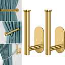MGahyi Curtain Tiebacks, 2pcs Adhesive and Screw-in Curtain Holdbacks Curtain Holders for Wall Mounted Curtain Pull Backs, Gold Adhesive Curtain Hooks for Drapes