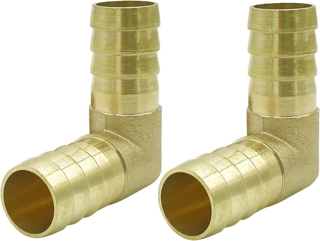 Brass 3/4" Hose Barb Elbow 90 Degree L Right Angle Barbed Fitting Water Fuel Air (Pack of 2)