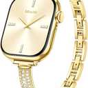 Missair Bands Compatible with Apple Watch Band 38mm 40mm 41mm 42mm for Women, Slim Metal Dressy Jewelry Bracelet with Bling Diamond for iWatch Series 11 10 9 8 7 6 5 4 3 SE Ultra (Gold)
