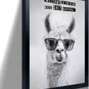 Orvannaatr Black Frame Fun Bathroom Wall Art Black And White Bathroom Humorous Camel Decorative Poster, Modern Animal Picture Canvas Printed Hanging Painting