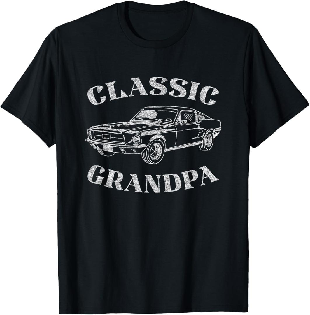 Funny Grandpa Classic Car Graphic T-Shirt 3 XL