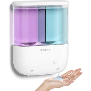 Secura Brands Touchless Wall Mounted Dual Automatic Soap Dispenser – 2 x 17 fl oz. Chambers Rechargeable Liquid Soap Dispenser Prefect for Bathroom & Kitchen
