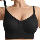 Bralettes for Women with Support Comfortable Bras No Underwire Seamless Everyday Bras Black, 2XL