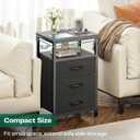 Huuger Nightstands Set of 2, 27.6 Inch End Tables with Charging Station, Fabric Drawers, Bedside Tables with USB Port and Outlet, Night Stands for Bedroom, Charcoal Gray, 11.8"D x 15.7"W x 27.6"H