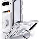 Shields Up for Pixel 10 Case, Pixel 10 Pro Wallet Case with Card Holder [3 Cards] and Ring Kickstand/Stand, [Drop Protection] Slim Protective Cover - Clear