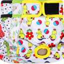 Grecle Washable Female Dog Diapers - Premium Reusable Diapers for Doggie in Heat - Highly Absorbent Dog Diapers Female for Pet Incontinence with Adjustable Snaps(Animals, M) (Medium (12-15Waist)