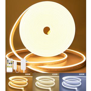Lamomo LED Strip Lights, Tunable White Neon Rope Lights with Remote, 32.8Ft Dimmable 3000K-6000K Flexible Led Light Strip, Waterproof Silicone 24V Neon Lights for Bedroom Home Decor