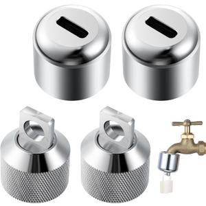 2 Pack Water Spigot Lock, Brass Hose Bib Lock for 3/4'' Garden Male Hose Thread, Prevents Water Theft & Unauthorized Faucet Use (No Padlock)