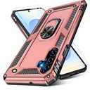 Heavy Duty Case for Samsung Galaxy S25 Plus Phone Case with Screen Protector, Military Grade Shockproof Rugged Protective Cover for Samsung S25 Plus, with Metal Ring Magnetic Kickstand (Pink)