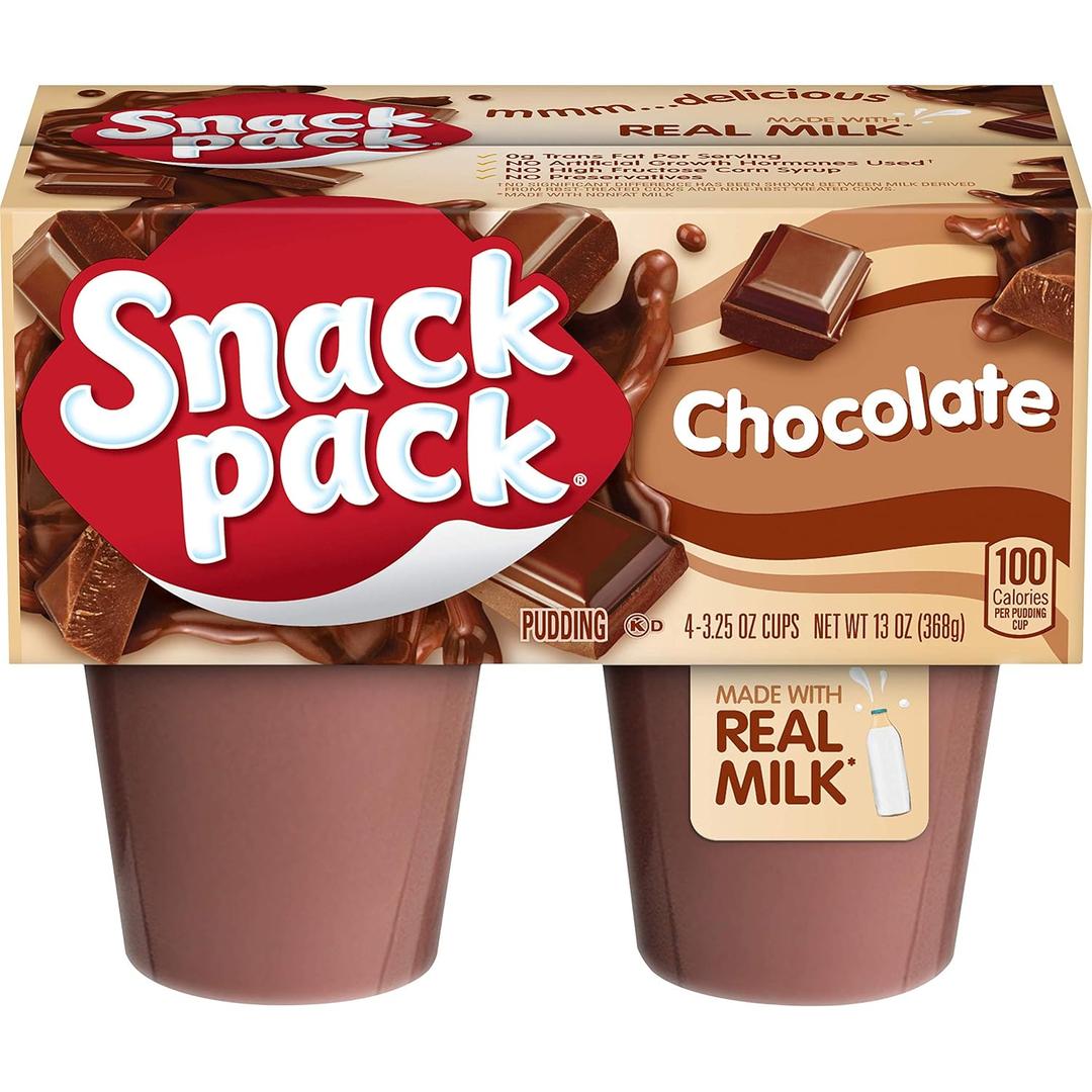 Snack Pack Chocolate Pudding Cups, Lunchbox Snack, 4 Count, 12 Pack 