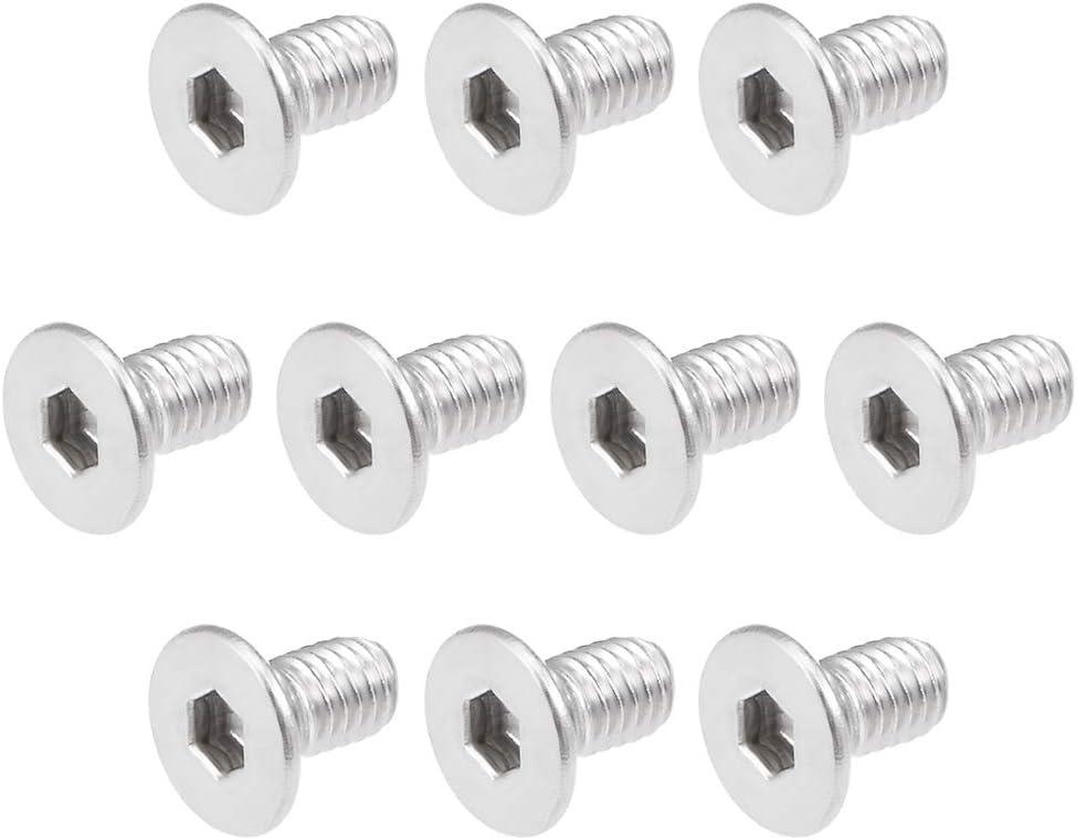 uxcell M3x6mm Flat Head Machine Screws Inner Hex Screw 304 Stainless Steel Fasteners Bolts 80Pcs