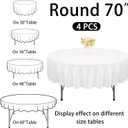 4 Pack Round Tablecloth 70 Inch Polyester Washable Fabric Table Covers for Wedding Dining Table Buffet Parties Banquet（White）