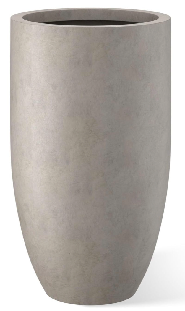 Kante 24 Inch Tall Round Concrete Planter, Large Indoor Outdoor Plant Pots with Drainage Hole and Rubber Plug, Modern Decorative Garden Pots for Home Patio Porch, Natural Concrete