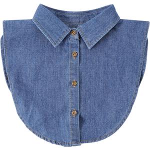 Denim Detachable Collar Shirt, Faux Dickey Half Blouse False Collar Top, Versatile Accessories Dickey Collars Blouse Top for Women Girls Sweater Layering