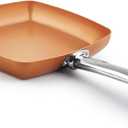 Toutrop Non-Stick Copper Square Frying Pan, 9.5" Chef Skillet with Ceramic Coating, Oven Dishwasher Safe, PFOA-Free, Home Use for All Stoves