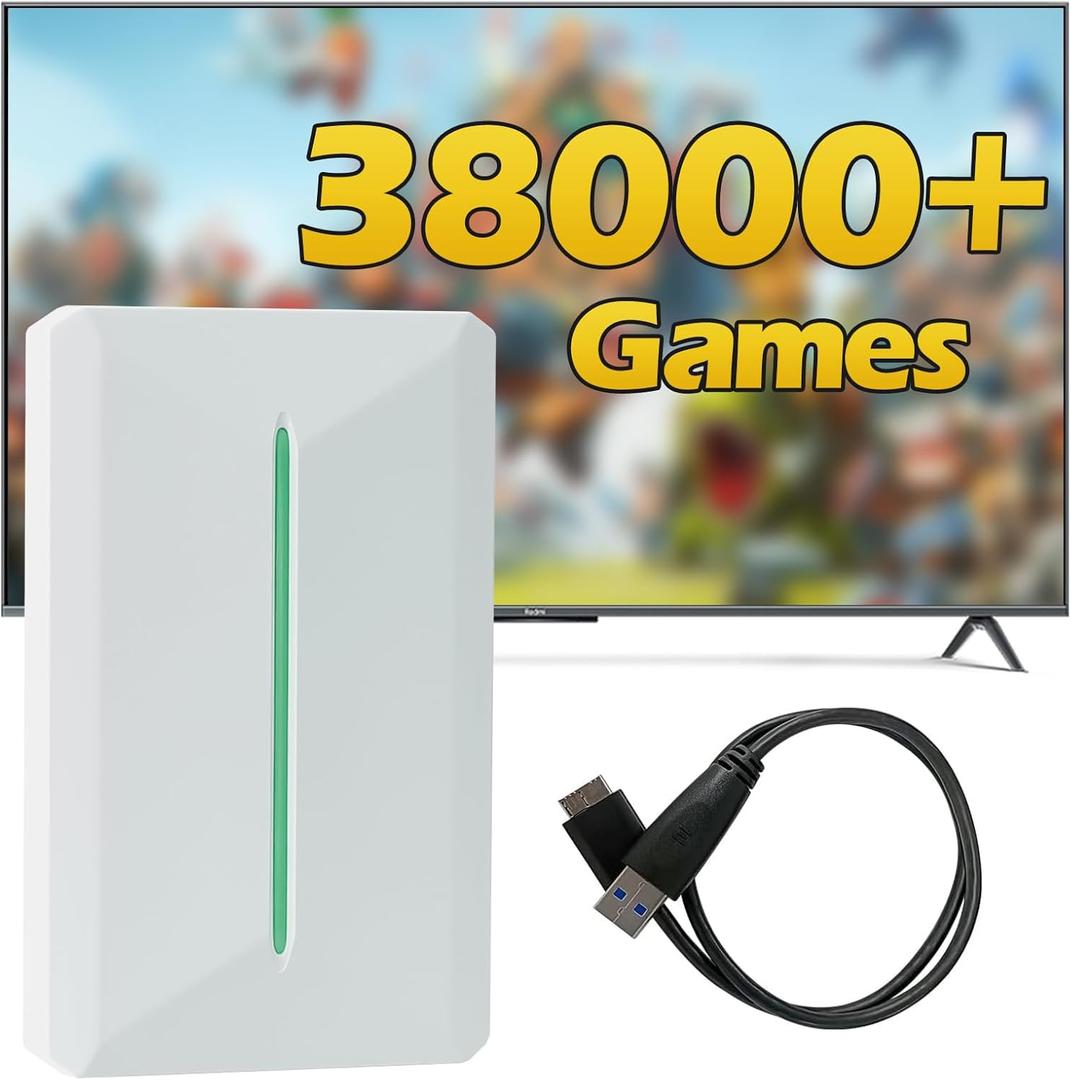 Retro Game Console Hard Drive, Emulator Console HDD, Retro Gaming Hard Drive with 38000+ Plug and Play Video Games, Video Gaming Console 500G