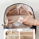 EACHY Travel Makeup Bag, Large Capacity Cosmetic Bag for Women, Waterproof PU Leather, Flat Open Portable Toiletry Bag for Skincare, Brushes & Travel Essentials