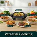 Elite Gourmet EG808 Electric Skillet 8"x8" Non-Stick Coating, Tempered Glass Lid, Removable Thermostat 200F400F, Dishwasher Safe, 600W Compact 2.5-Qt Capacity for Eggs, Bacon & One-Pot Meals, Black